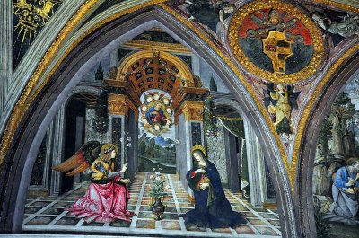 Annunciation, The Hall of the Mysteries of the Faith, Borgia Apartment, decorated by Pinturicchio, Vatican - 2513