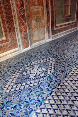 Spanish mosaic pavement, Room of the Popes, Borgia Apartment, decorated by Pinturicchio, Vatican - 2514