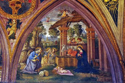 The Nativity, The Hall of the Mysteries of the Faith, Borgia Apartment, decorated by Pinturicchio, Vatican - 2515