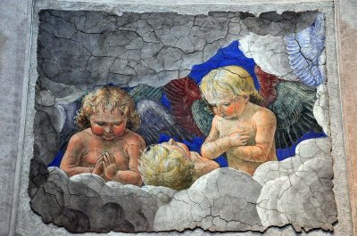 Melozzo degli Ambrosi, called da Forli (1438-1494) - Music making angels, cherubs and apostle's heads, Santi Apostoli -2634