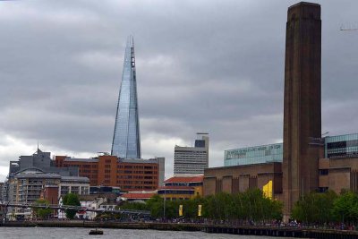 The Shard and the Tate Modern Gallery seen from the Thames - 3430