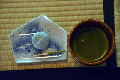 Wagashi and tea in an Ochaya (tea house),  Kenrokuen garden, Kanazawa - 0707