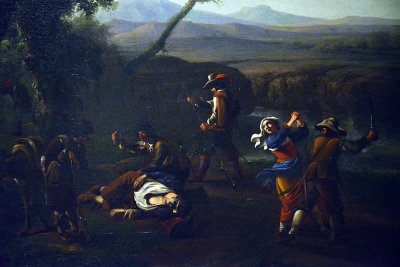 Jan Miel - Scène de brigandage dans la campagne romaine (1645-1650), détail - Rome, Palais Braschi - 5643