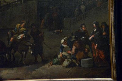 Johannes ou Jan Lingelbach - L'escalier du Capitole (1667), détail - Rome, Palais Braschi - 5648