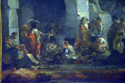 Sébastien Bourdon - Mendiants parmis des ruines romaines (1636-1638), détail - Paris, Musée du Louvre - 5663