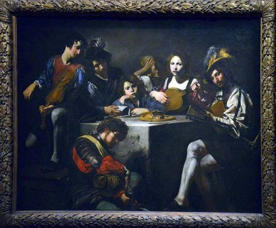 Valentin de Boulogne - Le concert au bas-relief (1620-1625) - Paris, Musée du Louvre - 5698