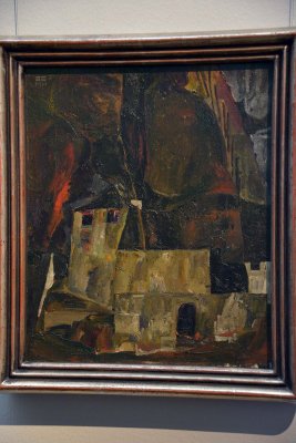 Egon Schiele - House and wall in a hilly landscape (1911) - Leopold Museum, Vienna - 4842
