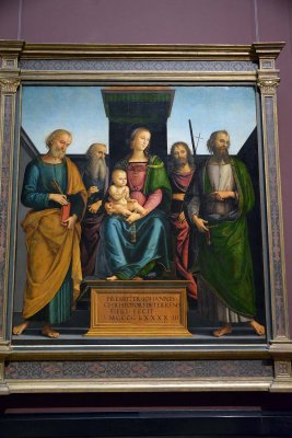 Perugino - Mary with child and four saints, 1493 - Kunsthistorisches Museum, Vienna - 4243