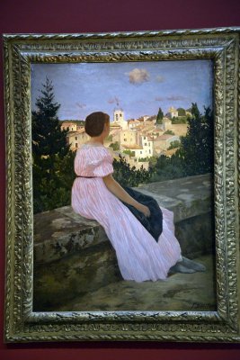 Frdric Bazille - La robe rose, ou Vue de Castelnau-le-Lez (1864) - Muse dOrsay - 3626