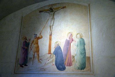 Fra Angelico - Christ en croix avec St Marc, St Dominique, Longin, Marthe et Marie -  Couvent de San Marco - 7005