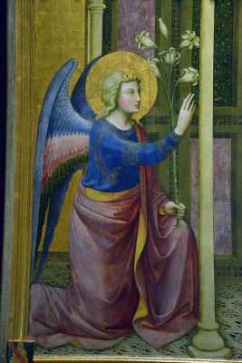 Detail of Annunciation (1400-1410) by the Master of the Straus Madonna - Accademia Gallery, Florence - 7218