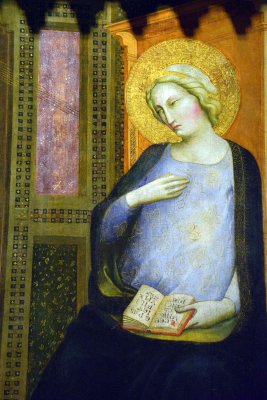 Detail of Annunciation (1400-1410) by the Master of the Straus Madonna - Accademia Gallery, Florence - 7219