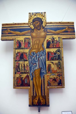 Maestro della Croce 434 - Crucifix and Eight Stories from the Passion (1240)  - Uffizi Gallery, Florence - 7249