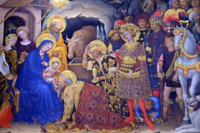 Gentile da Fabriano - Adoration of the Magi (1423), detail - Uffizi Gallery, Florence - 354