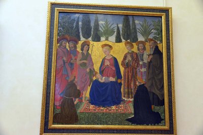 Alesso Baldovinetti - Madonna and Child among Saints, Cafaggiolo Altarpiece, 1453 - Uffizi Gallery, Florence - 7387