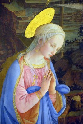 Filippo Lippi - Adoration of the Child, or Camaldoli Adoration (1463), detail - Uffizi Gallery, Florence - 7383
