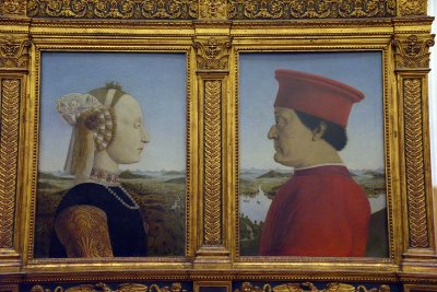 Piero della Francesca - Portraits of the Duke and Duchess of Urbino (1467-70) - Uffizi Gallery, Florence - 7424