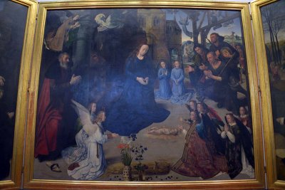 Hugo van der Goes - Adoration of the Shepherds with angels and saints. Portinari triptych (1476-78) - Uffizi Gal. Florence- 7455