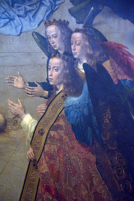 Hugo van der Goes - Adoration of the Shepherds with angels and saints. Portinari triptych (1476-78) - Uffizi Gal. Florence -7461
