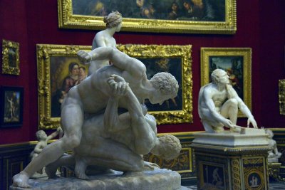 The Uffizi Wrestlers (Roman copy of an original Greek sculpture) - The Tribune  - Uffizi Gallery, Florence - 7644