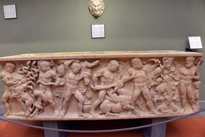 Roman sarcophagus with the Labours of Hercules (90-100 AD) - Uffizi Gallery, Florence - 7745