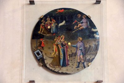 Maestro di Giudizio di Paride (Florence, early 15th c.) - Judgement of Paris (birth tray) - Bargello National Museum - 8040