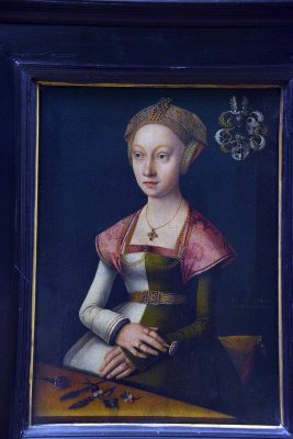 Jacob Claesz, dit Jacob van Utrecht (1479-1525) - Portrait de femme tenant un oeillet - 8666