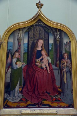 Gerard David - Triptyque de la famille Sedano, panneau central: LA Vierge en trne entre deux anges musiciens (1495) - 8719