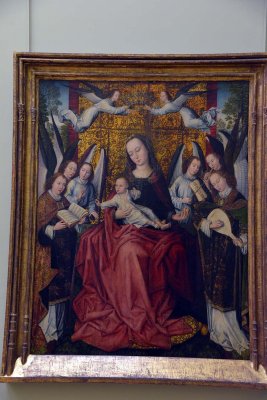 Matre du feuillage en broderie (vers 1500) - La Vierge et l'Enfant entours d'anges - 8744