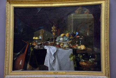 Jan Davidsz De Heem - Fruits et riche vaisselle sur une table (1640) - 8794
