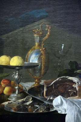 Jan Davidsz De Heem - Fruits et riche vaisselle sur une table (1640), dtail - 8799