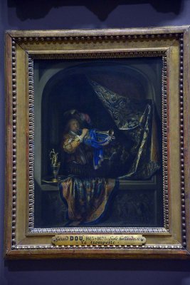 Gerard Dou - Le joueur de trompette sur fond de festin (1660-1665) - 8882