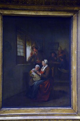 Egbert van Heemskerck - Scne d'intrieur avec femme allaitant son enfant et homme accoud  une fentre (1660-1670) - 8899