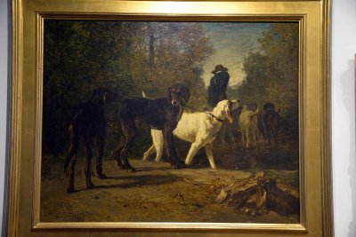 Constant Troyon - Garde chasse conduisant ses chiens en fort - Auberge Ganne - Barbizon - 7811