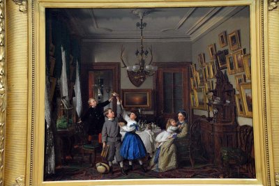 Seymour Joseph Guy - The Contest for the Bouquet: The Family of Robert Gordon in Their New York Dining-Room (1866) - 9294