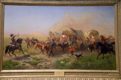 Emanuel Leutze - Indians Attacking a Wagon Train (1863) - 9323
