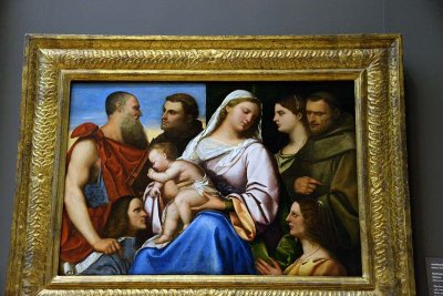 Madonna and Child with Saints and Donors (16th c.) - Attributed to Sebastiano del Piombo - 9487