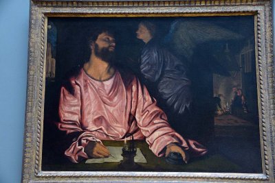 Saint Matthew and the Angel (ca. 1534) - Giovanni Gerolamo Savoldo - 9496