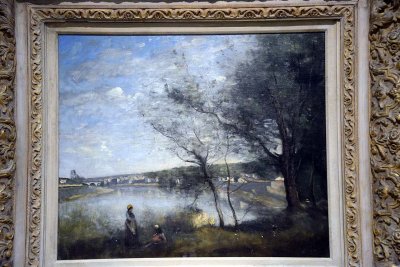 Jean-Baptiste Camille Corot - Distant View of Corbeil from Behind the Trees Morning (1870) - 3062