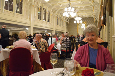 Ann in one of the Dining Rooms
