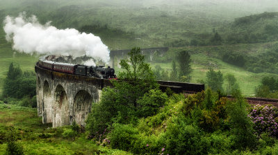 Watching the Steam Train in the Pouring Rain