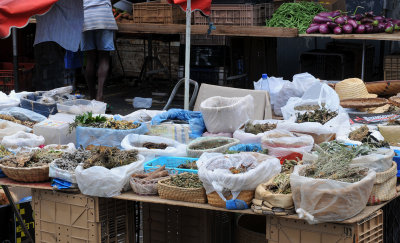 Herb stall at market.