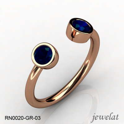 Jewelat Rose Gold Ring With Blue Sapphire