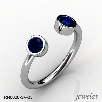 Jewelat 925 Silver Ring With Blue Sapphire