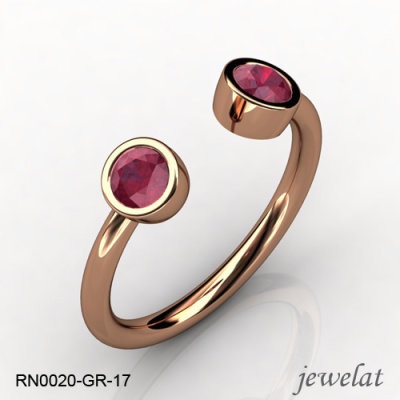 Jewelat Rose Gold Ring With Ruby