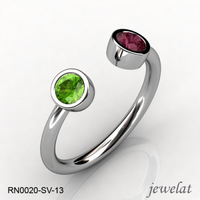 Jewelat 925 Silver Ring With Peridot And Rhodolite Garnet