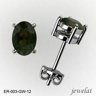 Green Tourmaline Earrings A Pair Of White Gold Studs