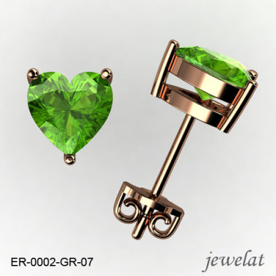 18k, 14k And 10k Peridot Studs In Rose Gold From Jewelat ER-0002-GR-07