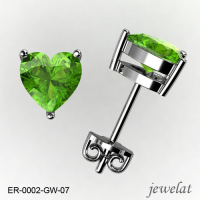 18k, 14k And 10k Peridot Studs In White Gold From Jewelat ER-0002-GW-07