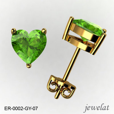 18k, 14k And 10k Peridot Studs In Yellow Gold From Jewelat ER-0002-GY-07